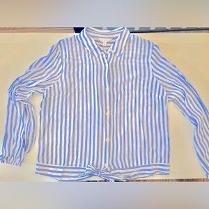 Button down blouse by LC. Super cute purple and white stripes